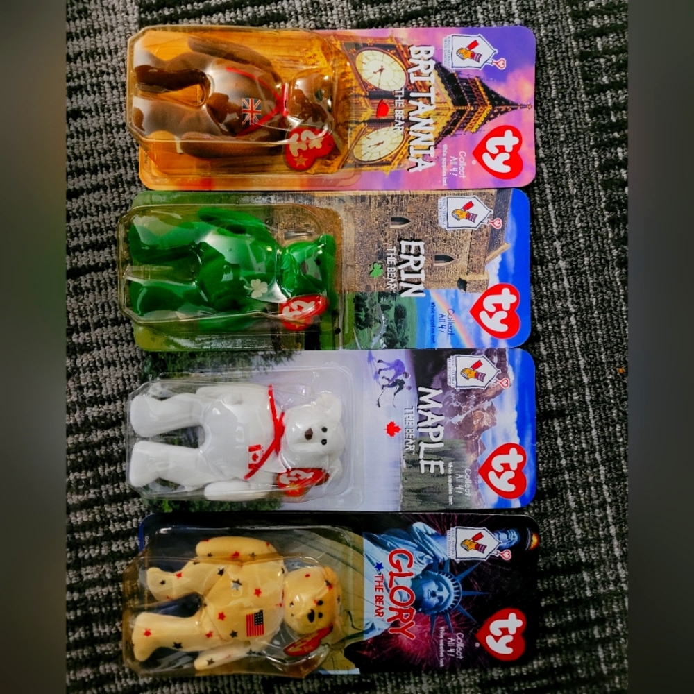 Set of 4 TY Beanie Bears 1999 collectibles